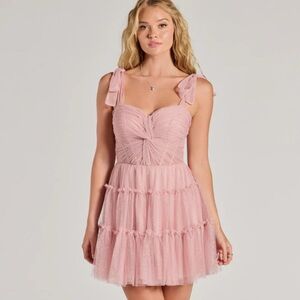 Chic Pink Ruched Mini Dress
